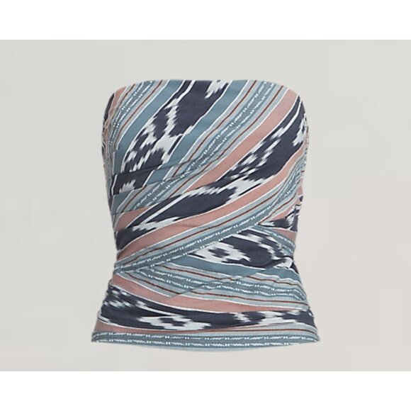 LAUREN RALPH LAUREN Geo Stripe Cotton Strapless Top Blouse Size 6 NEW with tags - Picture 4 of 4